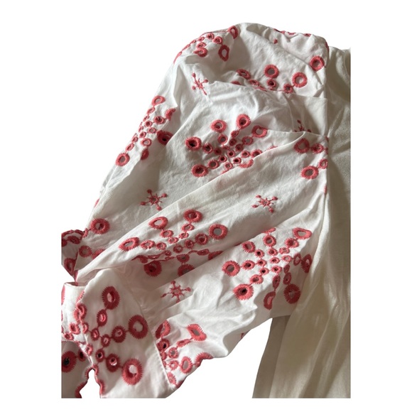 Hale Bob White and coral Floral Women\'s Top